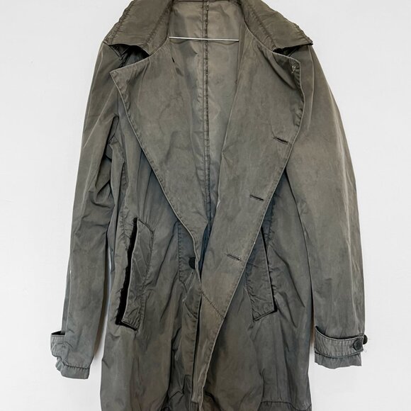 Transit Uomo Men's Medium Khaki Green Trench Coat Avant Garde Italian Designer M - Picture 2 of 5